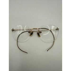 Antique Vintage American Optical 1920s '30s 1/10 12K GF Gold Rimless Glasses